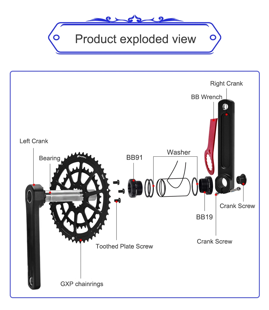 Ixf 104 Bcd CNC Untralight Crank Arm MTB/Road Bicycle Crankset with Bb Crank for Bicycle Accessories